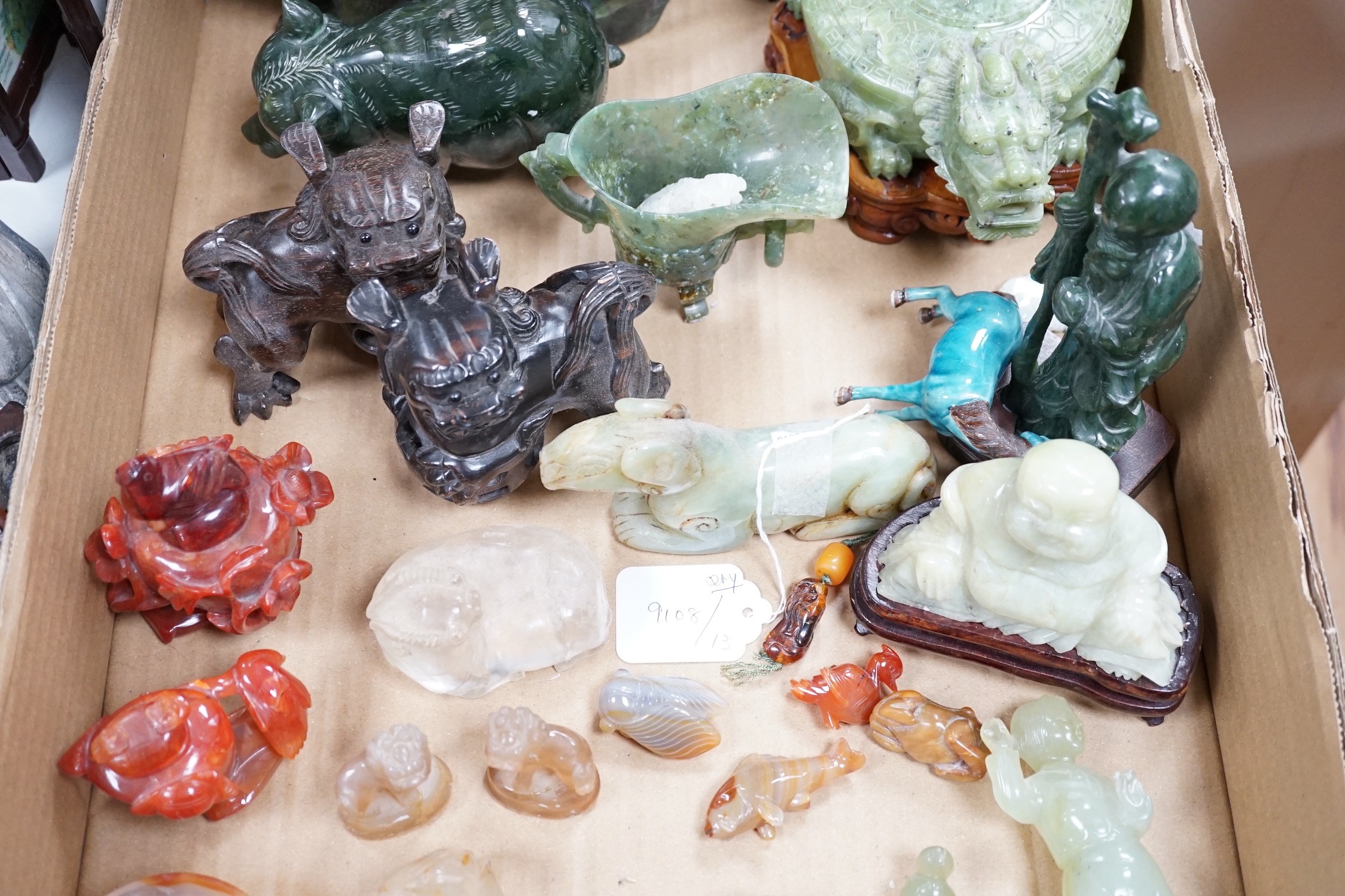 A group of Chinese hardstone and agate carvings